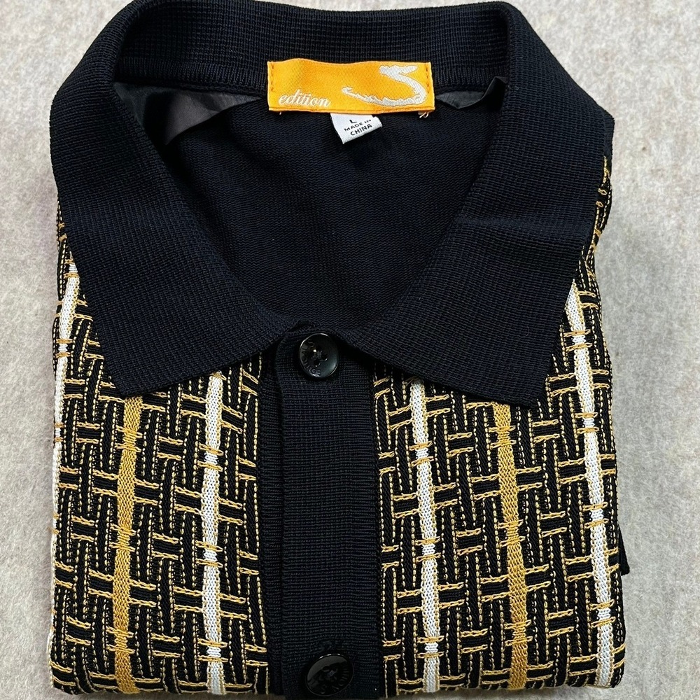 Safire Silk Inc Edition S California Rockabilly Rayon Black Gold Lounge Mens L